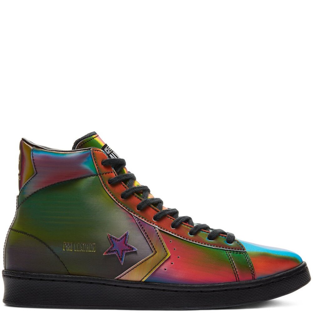 NIB Converse Pro Leather Iridescent Mid Black/Mult